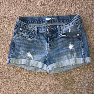 Old Navy Blue Distressed Jean Shorts Cuffed